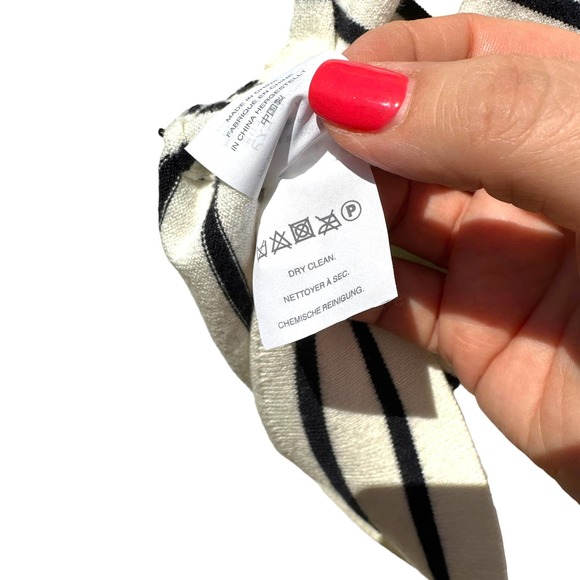 J. Crew - Off the Shoulder Striped Knit Top w/Double Ruffles, White/Black, SizeS - Picture 7 of 12